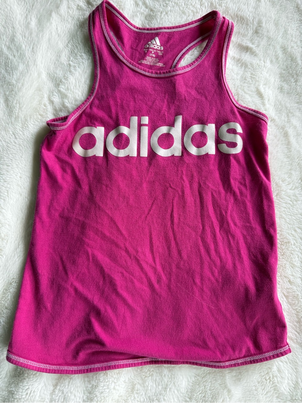 adidas Girls Hot Pink Tank Top with White Logo